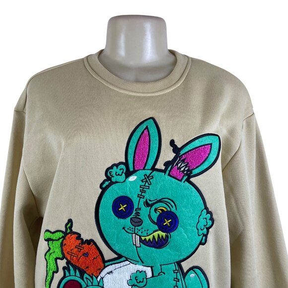 Two Mill Twenty Unisex Beige Extraordinary Bunny Graphic Sweatshirt Size L - Picture 4 of 9